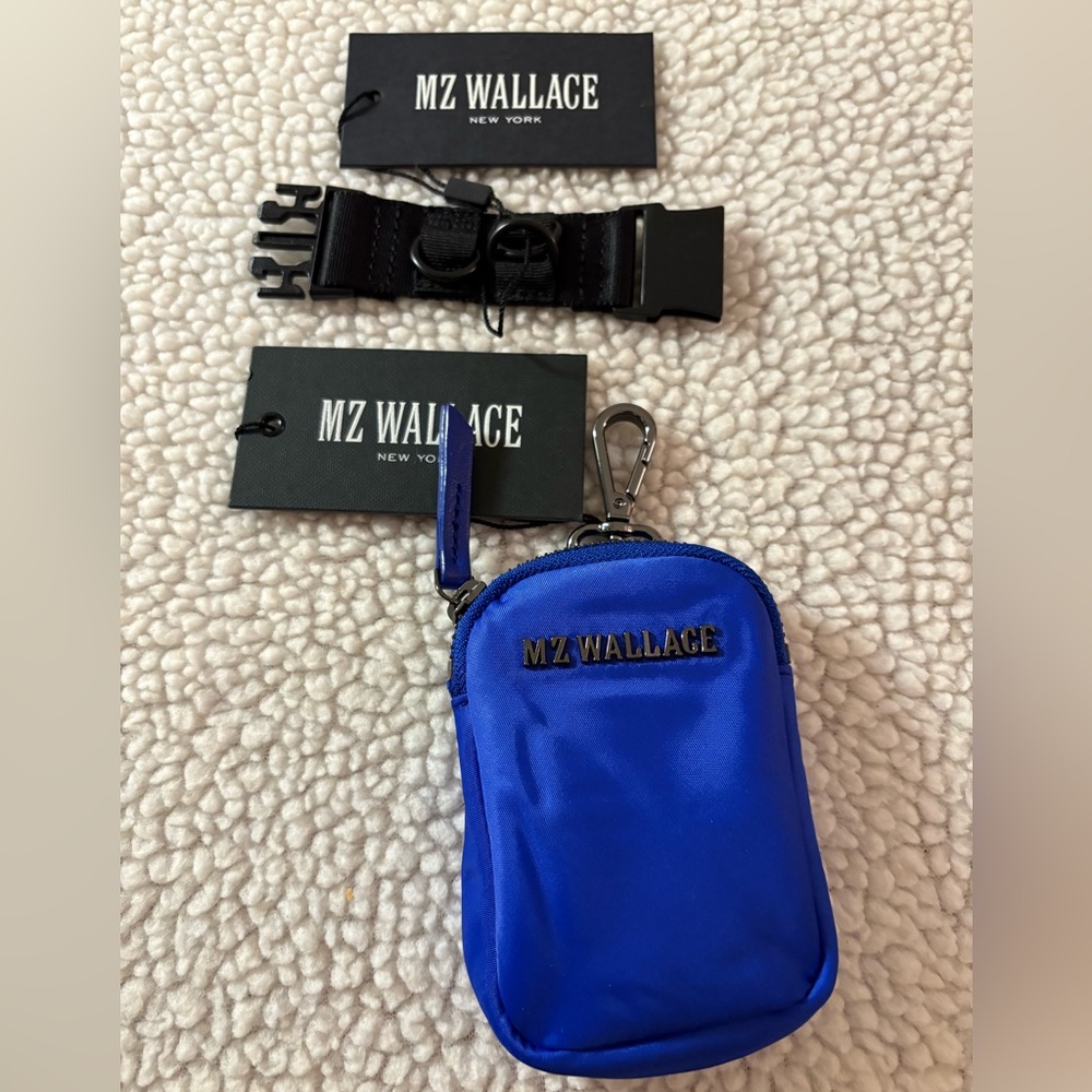 Bundle of MZ Wallace Black Link Cuff and Cobalt Bowery Link Pouch